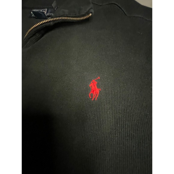Polo Ralph Lauren Mens XXL Black Ribbed Full Zip Cotton Sweater Red Pony Logo - Picture 6 of 9